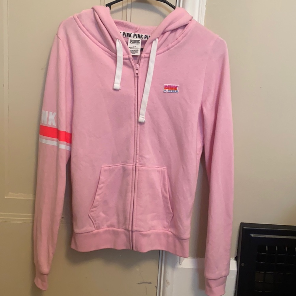 pink zip up hoodie